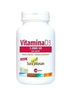 Pack 2 uds Vitamina d3 1000 ui 120 perlas de Sura Vitasan