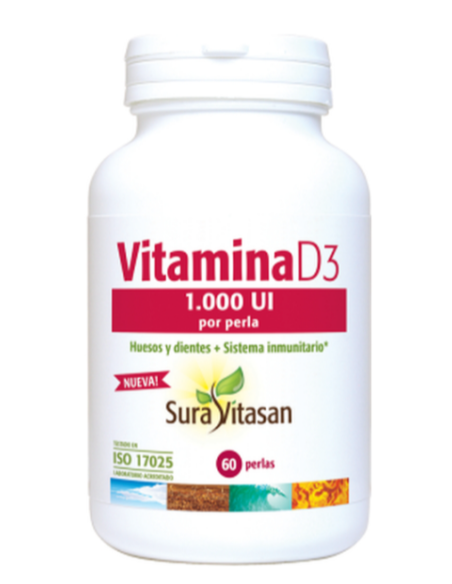 Pack 2 uds Vitamina d3 1000 ui 60 perlas Sura Vitasan