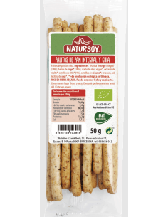 Palitos de trigo integral y chía 50 g Natursoy
