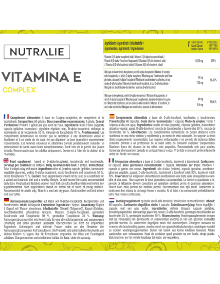 Vitamina E Complex 60Softgels de Nutralie