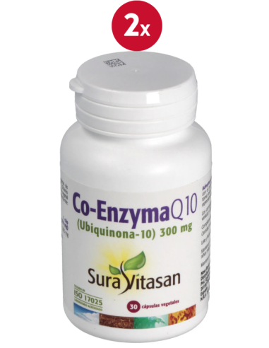Pack de 2 uds Co-Enzyma Q10 300Mg. Ubiquinona 30Cap. de Sura Vitasan