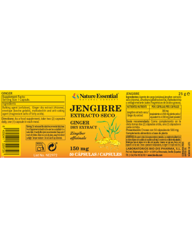 Jengibre 150Mg (Ext. Seco) 50Cap. de Nature Essential