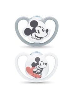 Chupete Space Mickey Gris 0-6 Silicona 2Ud. de Nuk
