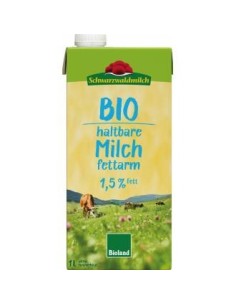 Leche De Vaca Semidesnatada 1,5% 1Lt. Bio de Schwarzwalder