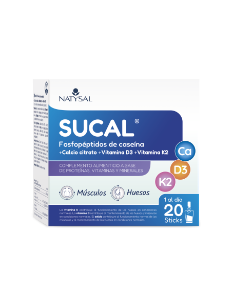 Sucal (Fosfopéptidos De Caseína+Calcio Citrato+D3+K2) 20 Sticks de Natysal
