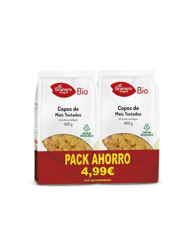 Pack 2 Copos De Maíz Tostado Bio, 2X400 G (011835) de El Granero Integral