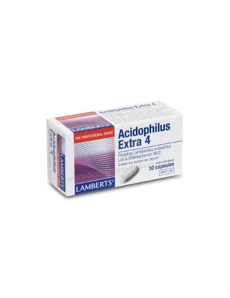 Acidophilus Extra 4 (4000 millones por cÃ¡psula) 30 Caps de Lamberts