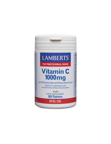Vitamina C 1000 mg + Bioflavonoides y Escaramujo 120 Tabs de Lamberts