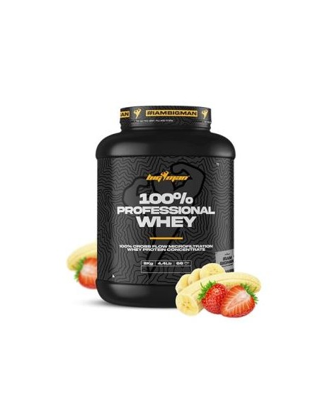 100% Professional Whey 2 Kg 4,4 Lbs Fresa-Platano de Bigman