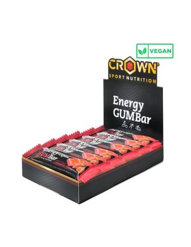Energy Gum Bar Fresa + Cafeina 12 X 30 G de Crown Sport Nutrition