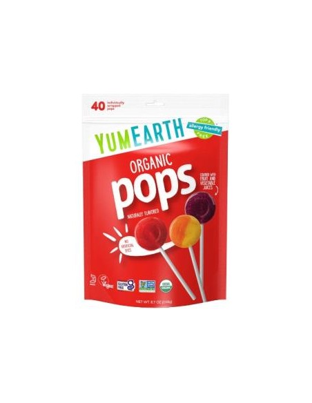 Piruletas Organicas Sabor Frutas 8 Sabores 40 Uds de Yum Earth