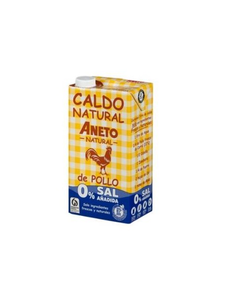 Caldo Natural De Pollo 0% Sin Sal Añadida 1 Lt de Aneto