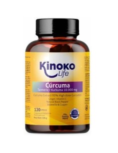 Curcuma 95% Jengibre Pimienta Negra Boswellia 120 Cap. de Kinoko Life