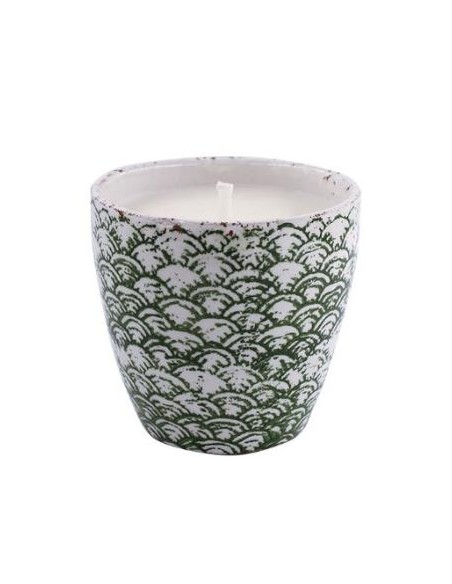Vela Tiesto Escama Verde Squam58 Citronela 15,5X15 de Cerabella
