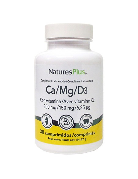 Ca/Mg/D3 + K2 30 Comprimidos de Natures Plus