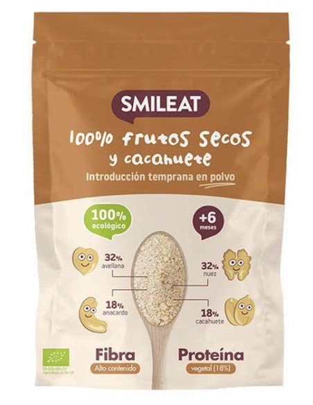 Mezcla De Frutos Secos Y Cacahuete En Polvo Sin Tostar Bio, 200 G de Smileat