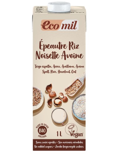 Bebida de Espelta, Arroz, Avellana y Avena Bio