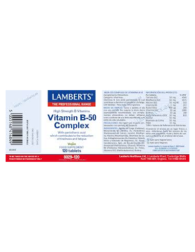 Pack 2 Uds. Complejo de Vitaminas B-50 120 Tabs.  de Lamberts
