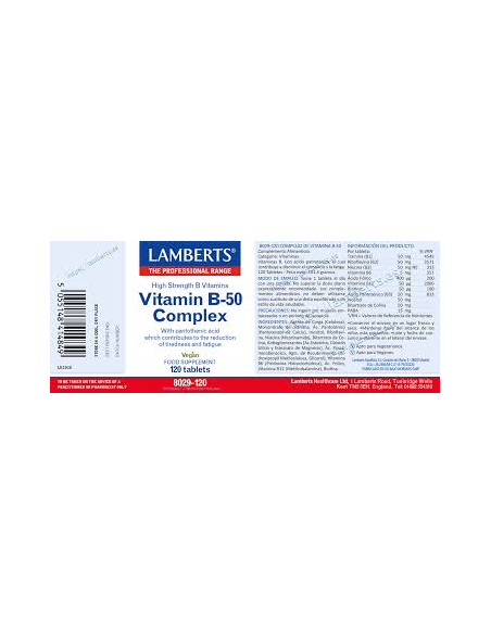 Pack 5 Uds. Complejo de Vitaminas B-50 120 Tabs.  de Lamberts