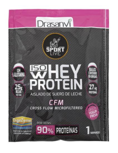 Monodosis Whey Protein Aislado Yogur Fresa 30G Sport Live Drasanvi
