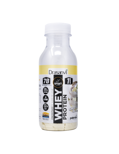 Botella Monodosis Whey Protein Concentrado Chocolate Blanco 30G Sport Live Drasanvi