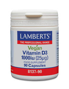 Pack 2 Uds. Vitamina D3 Vegana 1000 UI (25 µg) de Lamberts