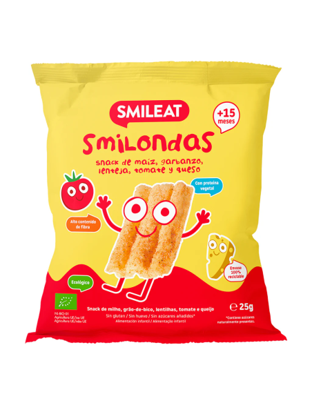 Smilondas Tomate y Queso Bio 25g | Snack Saludable Smileat