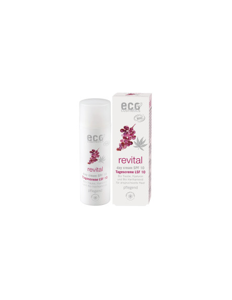 Crema Día FPS10 Revital 50ml con Uva, Cáñamo y Ácido Hialurónico