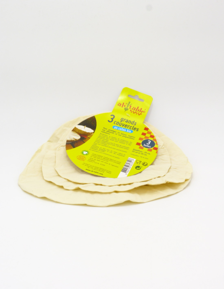 Cubreplatos algodón orgánico ø15-19 cm, pack 3 unidades