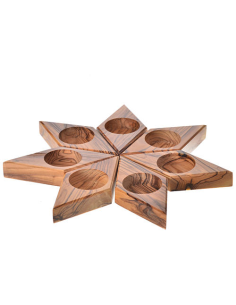Porta velas estrella madera de olivo ø11cm Ecodis elegante
