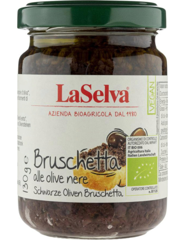 Bruschetta de aceituna negra Laselva 130g  Sabor auténtico