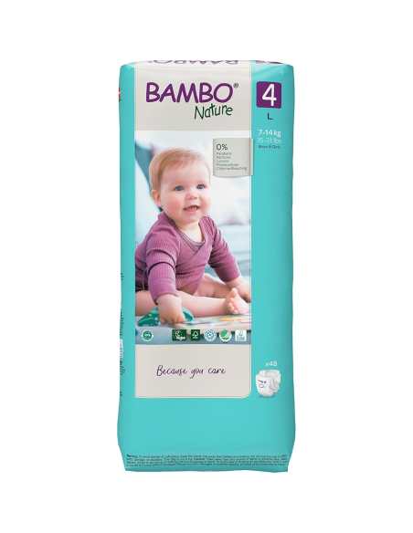 Pañales Bambo Nature Talla 4, 48 unidades, 7-14 kg