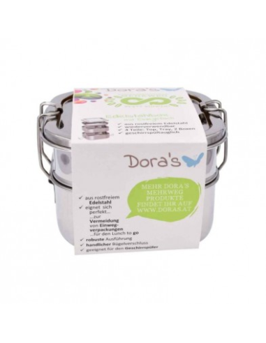 Fiambrera acero inox 2 alturas con bandeja 18x12x8 cm