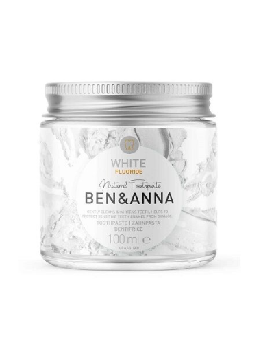 Dentífrico White Ben&Anna 100ml con flúor en tarro de cristal