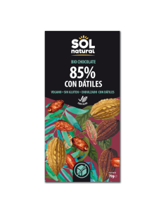 Pack 10 Uds. Tableta Chocolate Dark 85% Con Dátiles Bio 70 g  de Solnatural