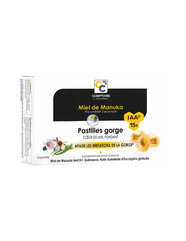 Pastillas Para La Garganta Con Miel De Manuka  Aa15+  Complemento Alimentacio - Nuevo 72G de Comptoirs & Compagnies