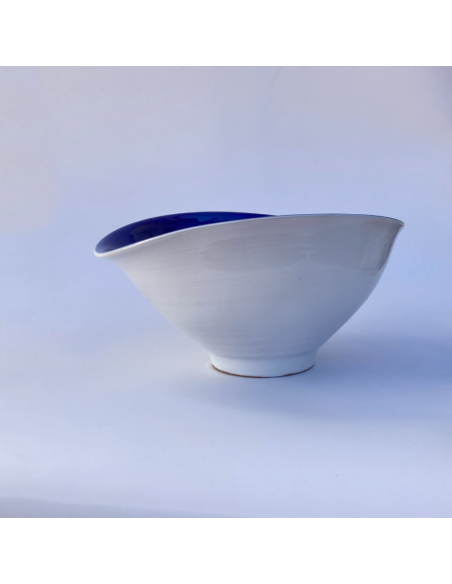 Cuenco de afeitado cerámico Bunzlau 10 cm blanco y azul