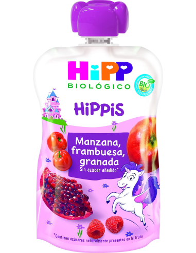 Pack 6 Uds. Pouches Unicornio (Manzana,Frambuesa,Granada) Bio 100 g  de Hipp