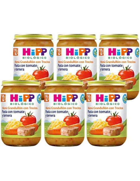 Pack 6 Uds. Tarrito De Pasta Con Tomate Y Ternera Bio 220 g  de Hipp