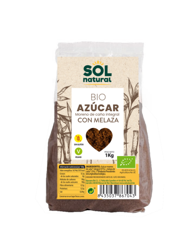 Azúcar Moreno De Caña Integral Con Melaza Bio 1 Kg  de Solnatural