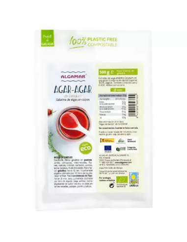 Alga Agar Agar Copos Bio 500g - Natural y Vegano Algamar