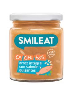 Tarrito Con Cachitos De Arroz Con Salmón Y Guisantes Bio, 230 G de Smileat