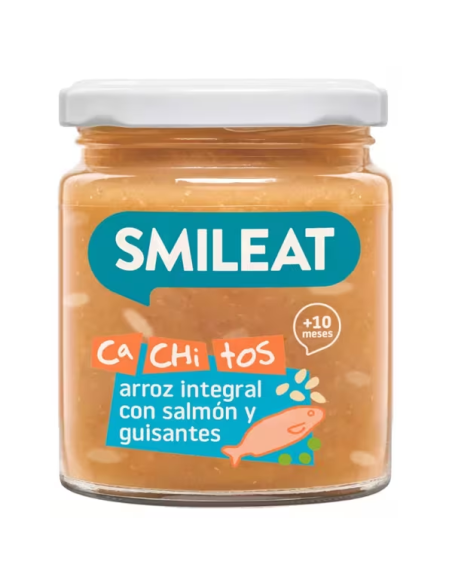 Tarrito Con Cachitos De Arroz Con Salmón Y Guisantes Bio, 230 G de Smileat