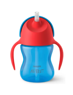 Vaso Pajita Y Asas Azul 210Ml +6Meses Scf796/01 de Avent