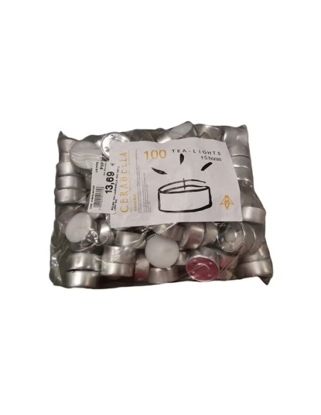 Vela 05 Horas Lamparillas Bolsa 100Uds de Cerabella