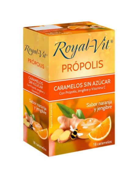 Royal Vit Caramelos Propolis Jengibre Naranja Expositor 12 U de Dietisa (Dielisa)