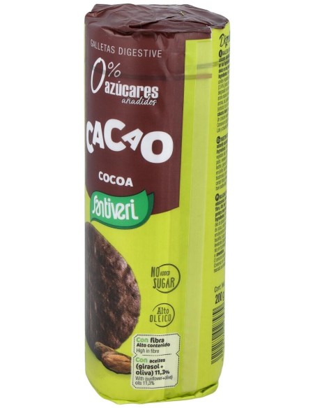 Galletas Integrales de Cacao Sin Azúcar Santiveri 200g