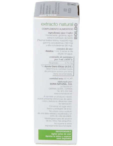 Ext. Boldo Xxi 50Ml. S/Al de Soria Natural